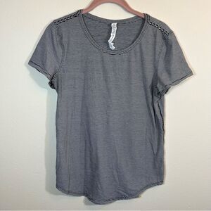 Lululemon Love Crew Short Sleeve Shirt Black White Striped Women's 6